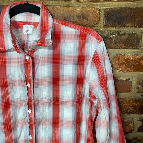 J. Crew Red Plaid Boyfriend Long Sleeve Button Up Shirt Women's Size XS - Picture 2 of 6
